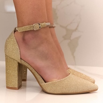 Dámske trblietavé lodičky Lisa zlaté