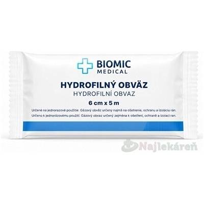 BIOMIC Obväz hydrofilný sterilný 6 cm x 5 m