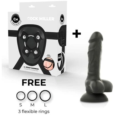 COCK MILLER Postroj Silikónové dilda s kĺbovým spojom čierne 13 cm