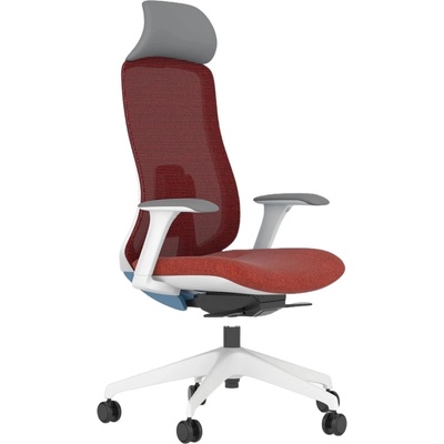 Antares Работен стол Antares DARIO RED, до 120кг, дамаска/мрежа, синхронен механизъм, коригиране на дълбочината, заключване в позиция, лумбална опора, ергономичен, червен (DARIO-RED)