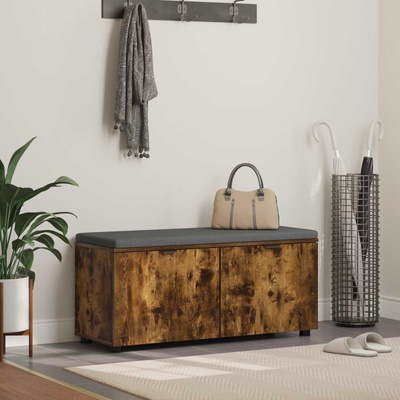 vidaXL Пейка за коридор с възглавница Пушена Дъб 100 x 38 x 46 см (891492)