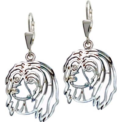 Strieborne Tlapky Čínsky chocholatý pes Labutienka strieborné náušnice 696