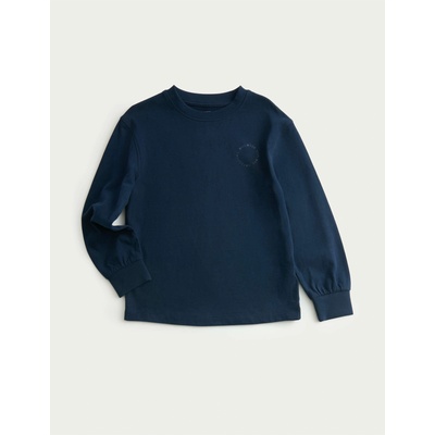 Marks & Spencer Тениска от чист памук с дълъг ръкав (2-8 години) Marks & Spencer тъмносиня Marks & Spencer | Sin | Момчешки | 2-3 години