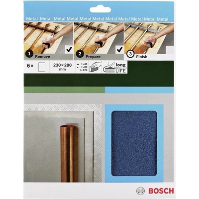 Bosch Accessories 2609256C43 sada ručného brúsneho papiera Zrnitosť 40, 80, 120 (d x š) 230 mm x 280 mm 1 sada