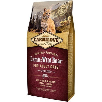 Carnilove Lamb & Wild Boar for Adult Cats Sterilised 6 kg – Sleviste.cz Carnilove Lamb & Wild Boar for Adult Cats Sterilised 6 kg – Sleviste.cz