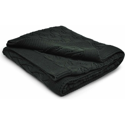 Woolee Vlněný pletený pléd Merino tmavě zelená 102x152