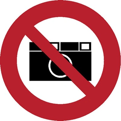 Značka Zákaz fotografování, samolepicí fólie, Ø 100 mm BZ FV156