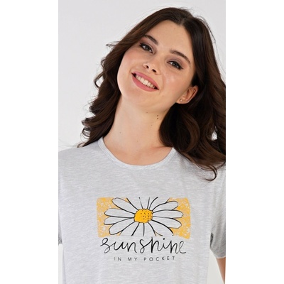 Vienetta Dámské domácí šaty s krátkým rukávem Sunshine šedá světle