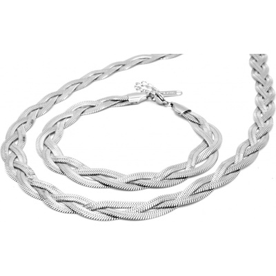 Steel Jewelry souprava Řetízek Náhrdelník Náramek PLETENÝ Chirurgická ocel SET231213 – Zboží Mobilmania