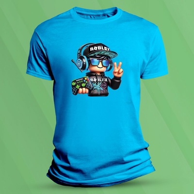 Sandratex Dětské tričko s potiskem Gamer Roblox Azurová – Sleviste.cz