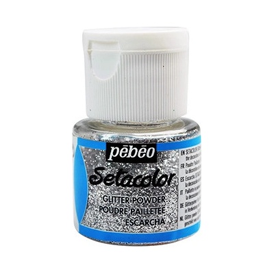 Pebeo Setacolor glitrový prášok, strieborný, 10g