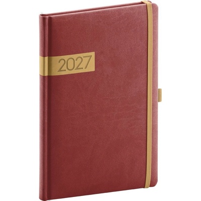 Notique Twill A5 týdenní 2027 bordó-zlatý