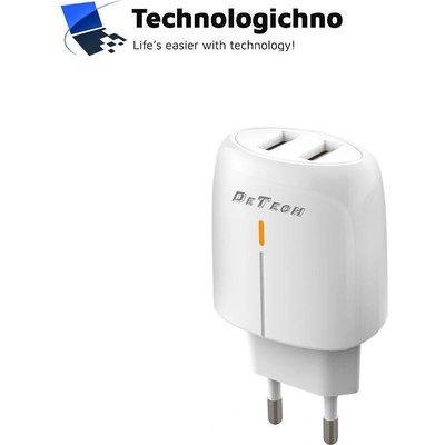 DeTech Зарядно DeTech DE-32 18W 2xUSB A QC White (40324)