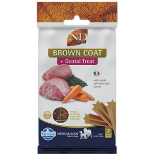 Farmina N&D Brown Dental Care Treat With Lamb, Spirulina and Carrot Medium Maxi - Дентални стикове за кучета от средни и едри породи с агнешко, спирулина и морков - 100 гр, Италия - KND0011012