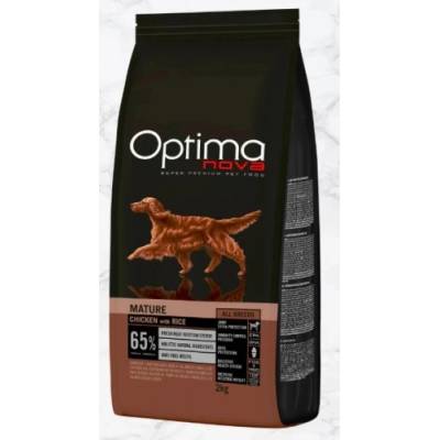 VISAN Optima nova mature chicken&rice (пиле и ориз) 65% месо grain free, Хипоалергична, Суперпремуим храна за кучета от всички породи над 6 години 2 кг