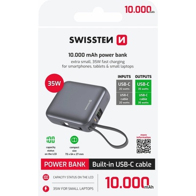 SWISSTEN Space 10000 mAh, 35W USB-C Цвят: сребърен