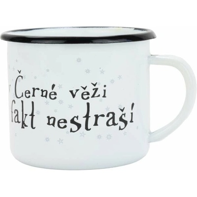BELIS Smaltovaný hrnek 8 cm bílý černá věž v krabičce 11008-039PBM07 350 ml