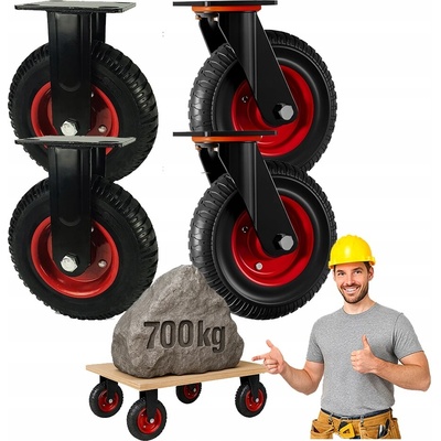 Transportní kolečka Vortech 200 mm, 2 otočná, 2 pevná, max. nosnost 700 kg