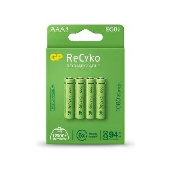 GP Batteries ReCyko NiMH акумулаторна батерия, HR03 (AAA) 1000mAh, 4 бр. , (B21114) (GP-BR-100AAAHCE-EB4)