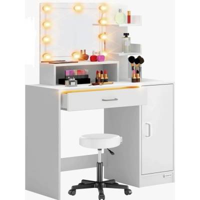 Sconto Toaletný stolík JOCELYN 2 so stoličkou, biela