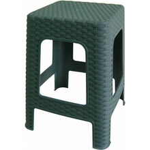 Mega Plast, Taburet polyratan, 45 x 35,5 x 35,5 cm, tmavě zelený