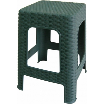 Mega Plast, Taburet polyratan, 45 x 35,5 x 35,5 cm, tmavě zelený