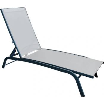 Horecano Метален 5-позиционен шезлонг с БЯЛ текстилен и сива рамка 188x58xh30cm (EL-L1016S-WHITE) (0195143)