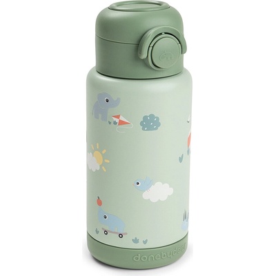 Done By Deer Dětská termoska s brčkem Playground zelená 340 ml
