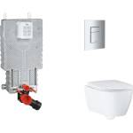 GROHE Uniset - Комплект за монтаж на стена, тоалетна чиния, седалка SoftClose и бутон Skate Cosmopolitan, матов хром SANI15BB2111 (SANI15BB2111)