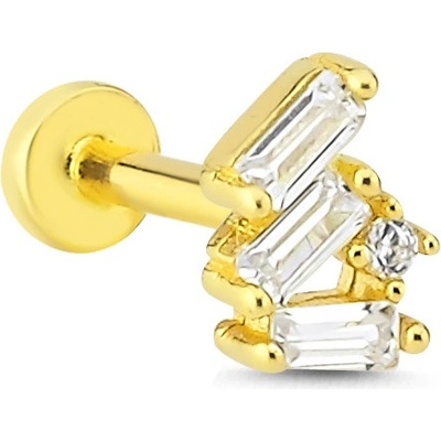 Lillian Vassago Zlatý piercing labreta zdobená zirkony LLV92-GPI030LB