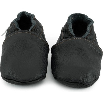 Ebooba kožené capáčky s koženou podrážkou černé – Zboží Mobilmania