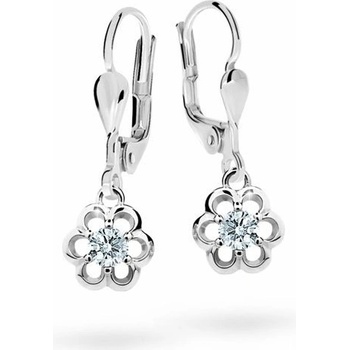 Danfil detské náušnice kvetiny C1947 z bieleho zlata white klapka
