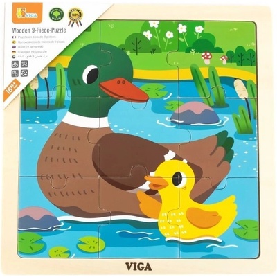 Viga Toys Дървен пъзел Viga - Патица с пате, 9 части (44621)