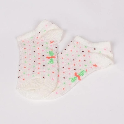 Детски чорапи-терлик в цвят ванилия с точки