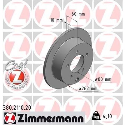 Brzdový kotúč (cena za 1ks) ZIMMERMANN 380.2110.20