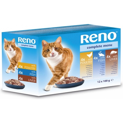 Reno Cat hydina ryba a pečeň v omáčke 12 x 100 g