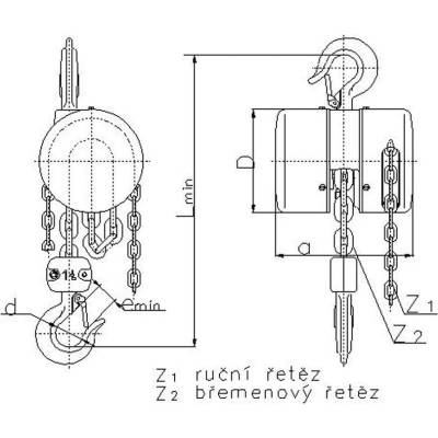 Kladkostroj Brano Z 100-1 3,2 t, 03,0 m, retazovy