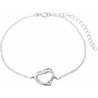 JSB Bijoux Stříbrný náramek Dvě propletená srdíčka zdobená Kubickými zirkony Crystal 92500522cr (Ag9