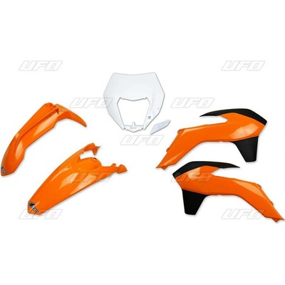 UFO kompletní sada plastů KTM EXC/EXCF 14-16 s krytem světla barva OEM 14 (oranžová/bílá/černá) (KT524E999)