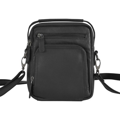 Menší pánská kožená Crossbody taška s rukojetí černá