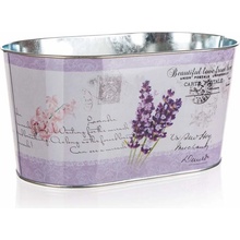 HOME DECOR Květináč plechový oválný LAVENDER 22,5 x 13,5 x 11 cm