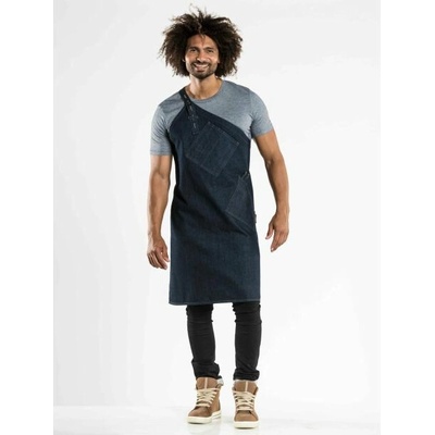 Chaud Devant Kuchářská zástěra s náprsenkou Skew Blue Denim Blue