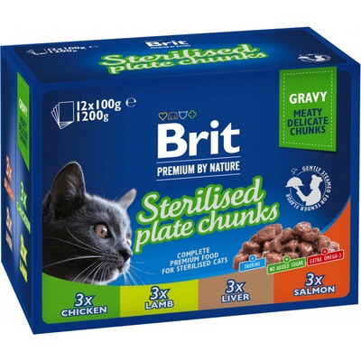 Brit Premium Cat Sterilised Liver 12 x 100 g – Zbozi.Blesk.cz
