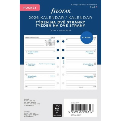 FILOFAX A5 týždeň/2 str. linky ČJ+SJ 2026