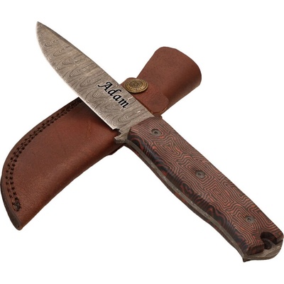 Lovecký nůž z damascénské oceli s rukojetí z vrstveného dřeva (34) TD 729308