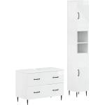 vidaXL Комплект шкафове за баня от 2 части HAARLEM Бял гланц (3417535)