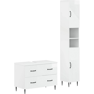 vidaXL Комплект шкафове за баня от 2 части HAARLEM Бял гланц (3417535)
