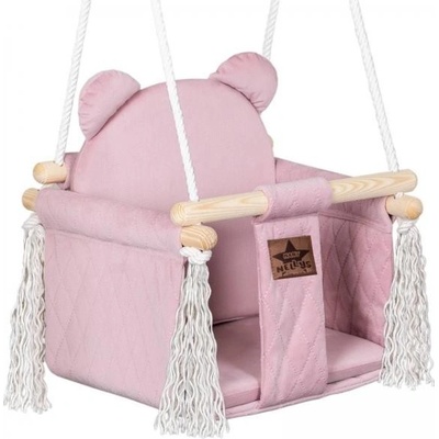 Baby Nellys Stylová houpačka Velvet pudrově růžová