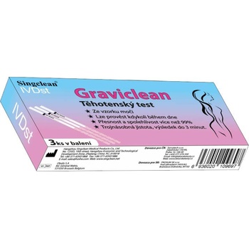 Graviclean těhotenský test Proužky 3 ks