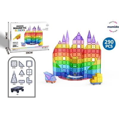 Mamido Magnetická stavebnica 290 ks Rainbow ULTRA XXL
